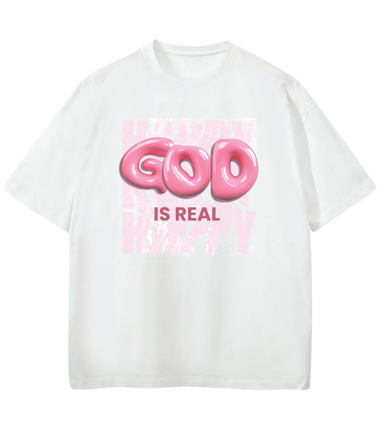 GOD IS REAL 3D GD Oversized Graphic Tee in White