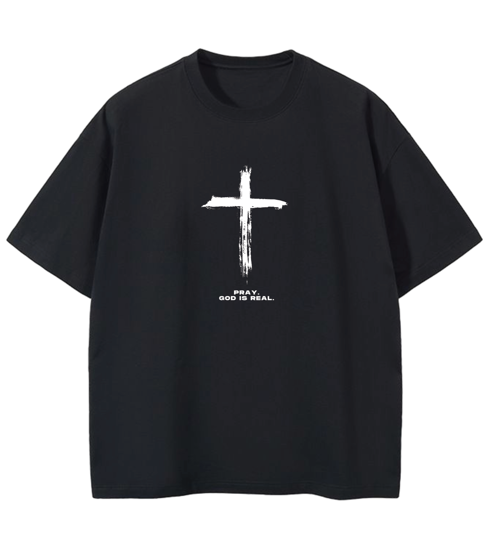 GOD IS REAL GRAPHIC CROSS GD Oversized Graphic Tee in Black