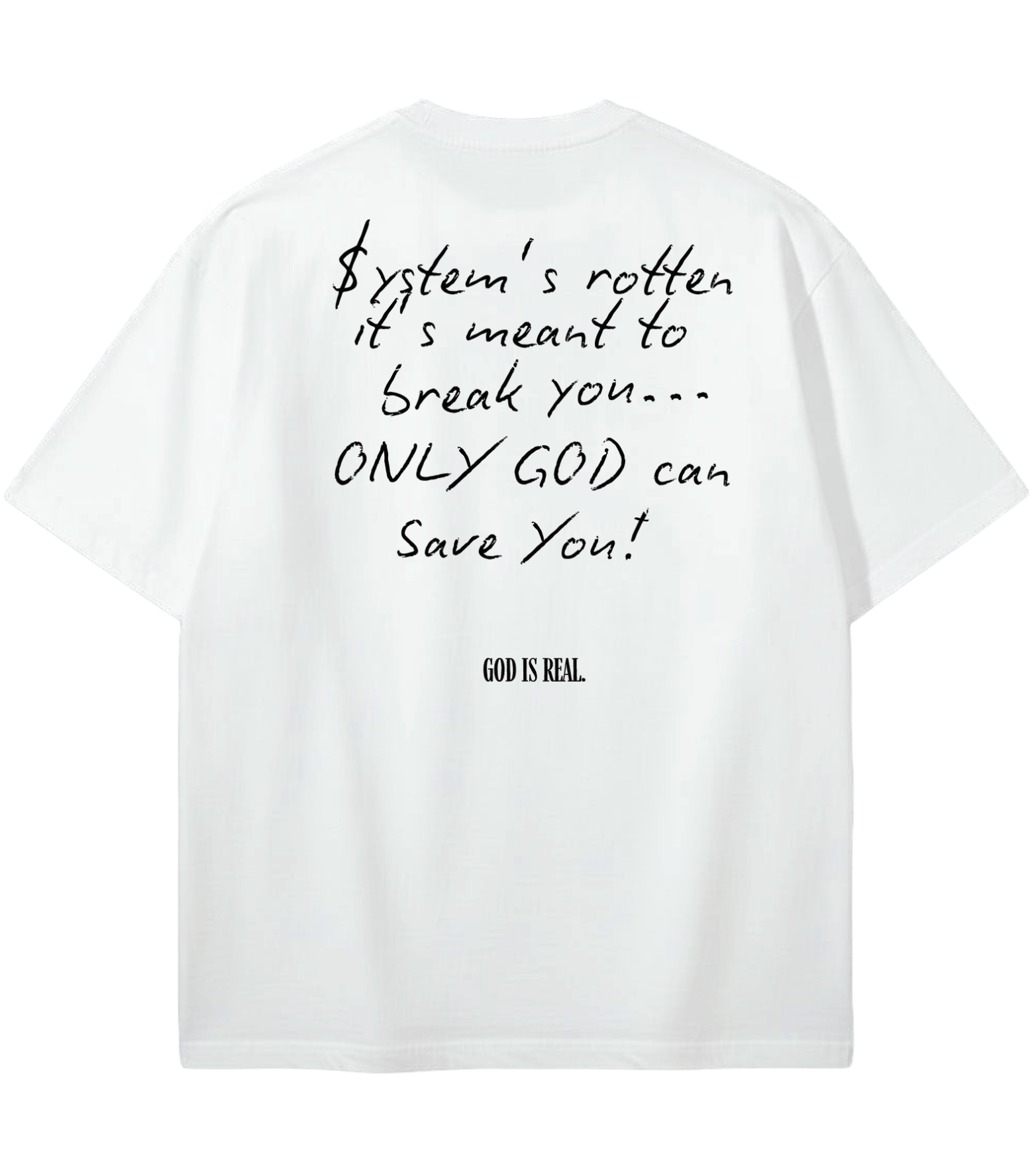 GOD IS REAL $IS FAKE-SOUL CURRENCY Oversized Graphic Tee in Black