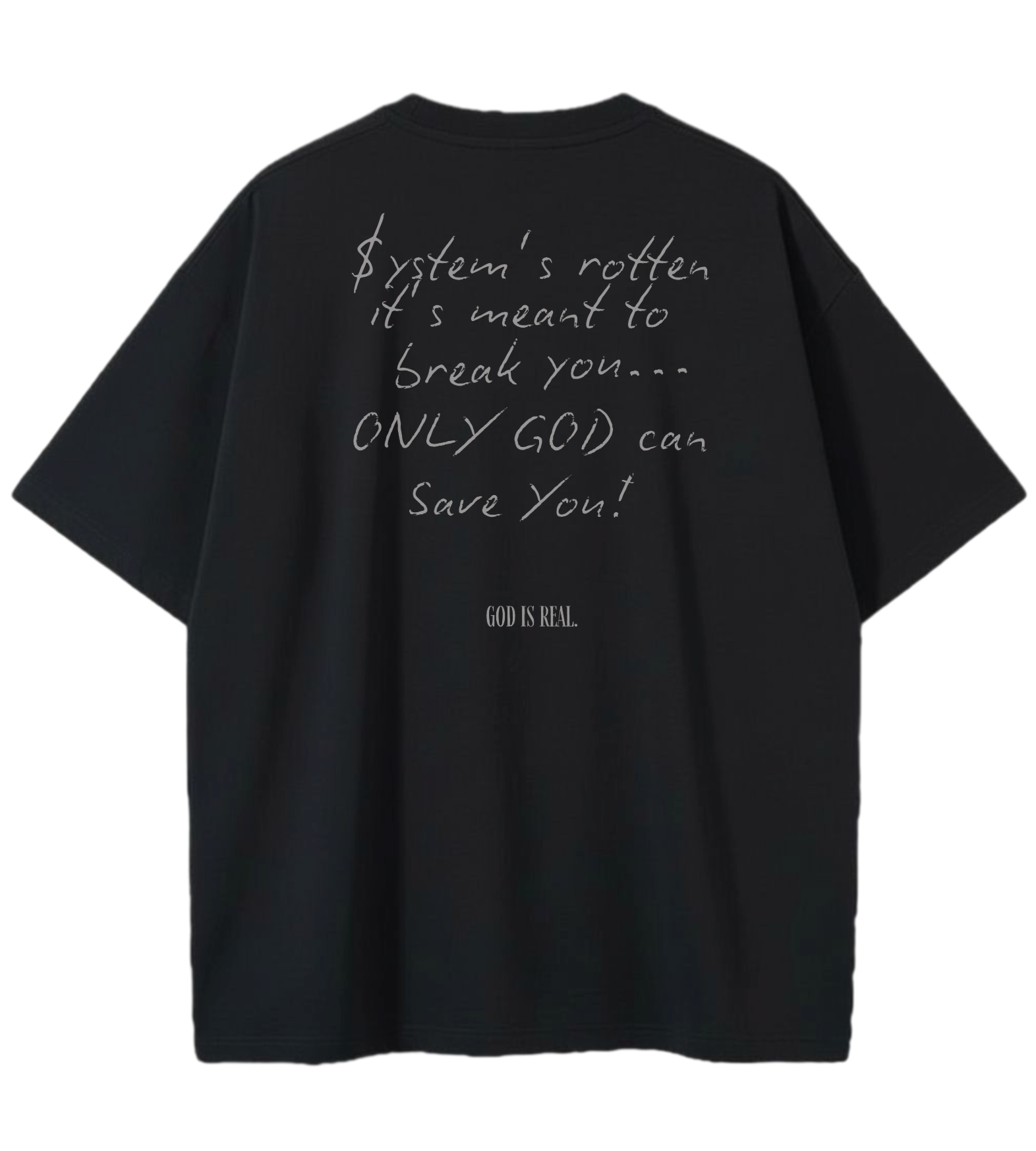 GOD IS REAL $IS FAKE-SOUL CURRENCY Oversized Graphic Tee in White