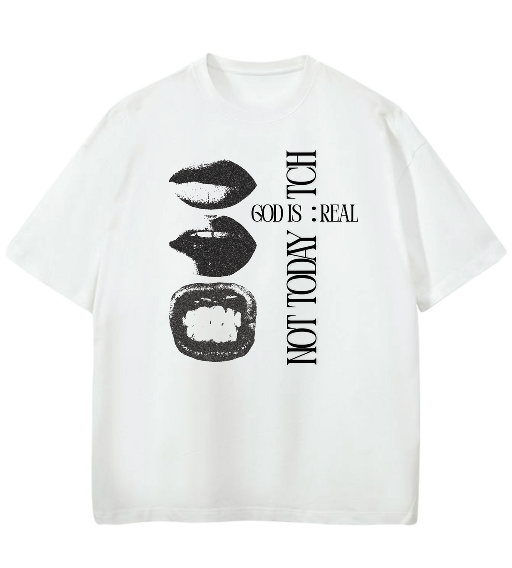 GOD IS REAL NOT TODAY ..TCH GD Oversized Graphic Tee in Black
