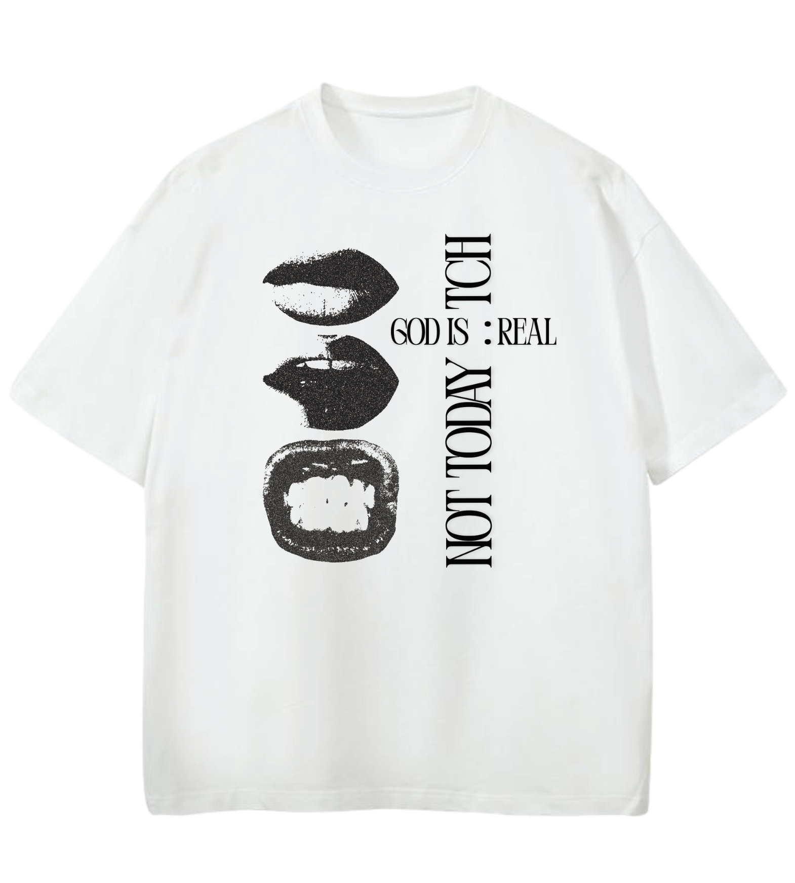 GOD IS REAL NOT TODAY ..TCH GD Oversized Graphic Tee in Black