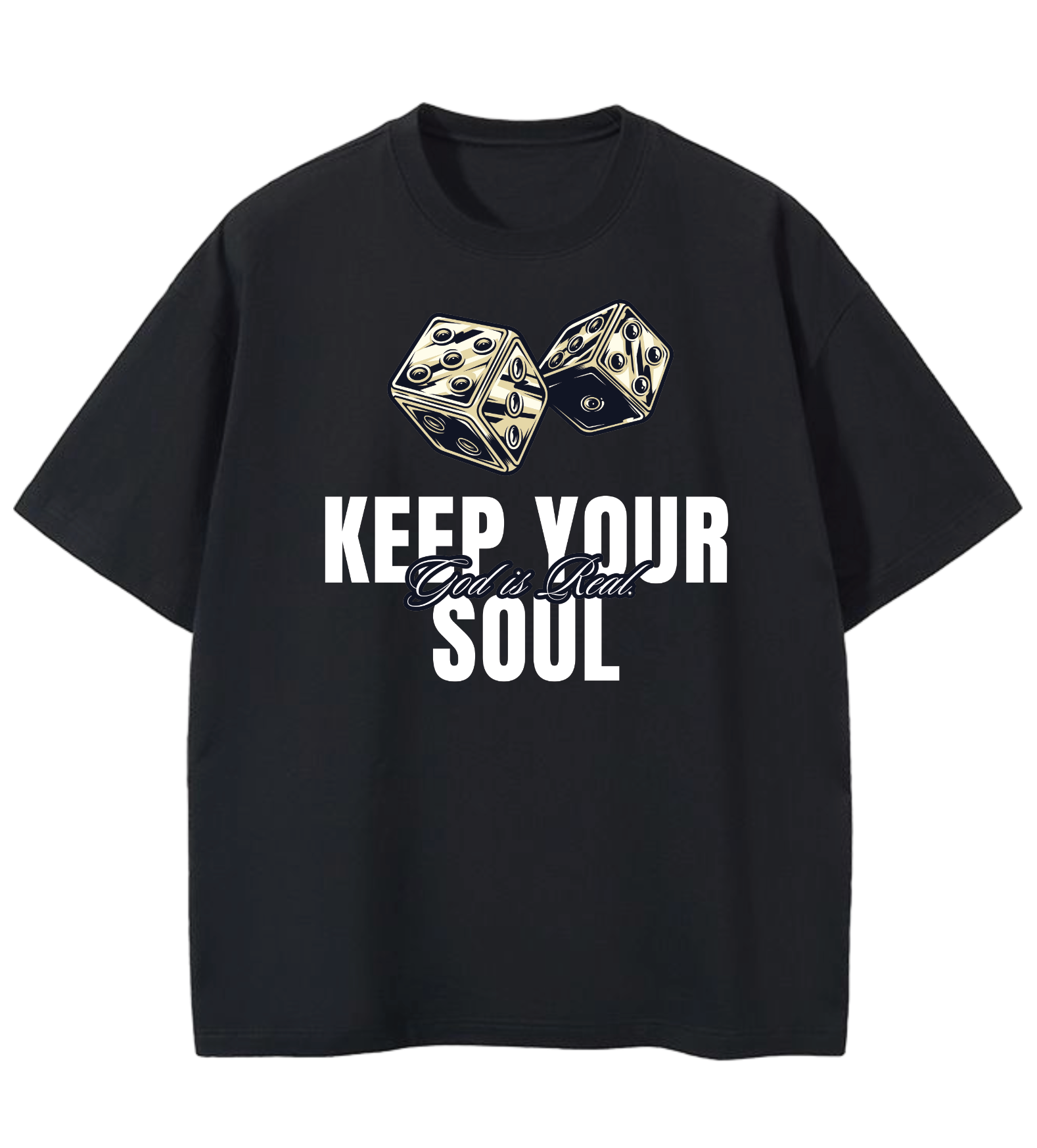 GOD IS REAL DON’T SOUL GAMBLE GD Oversized Graphic Tee in Black