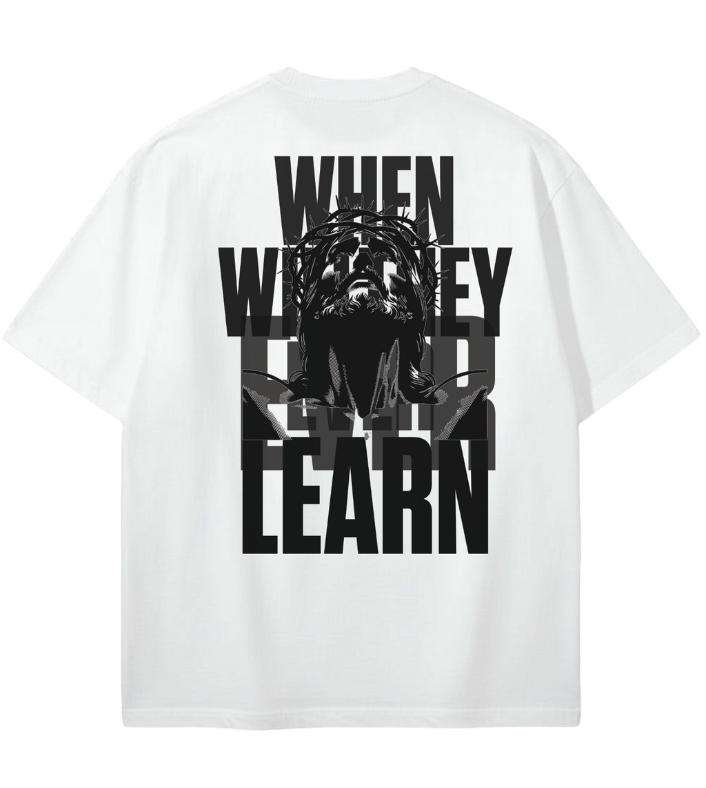 GOD IS REAL WHEN WILL THEY EVER LEARN GD Oversized Graphic Tee in White