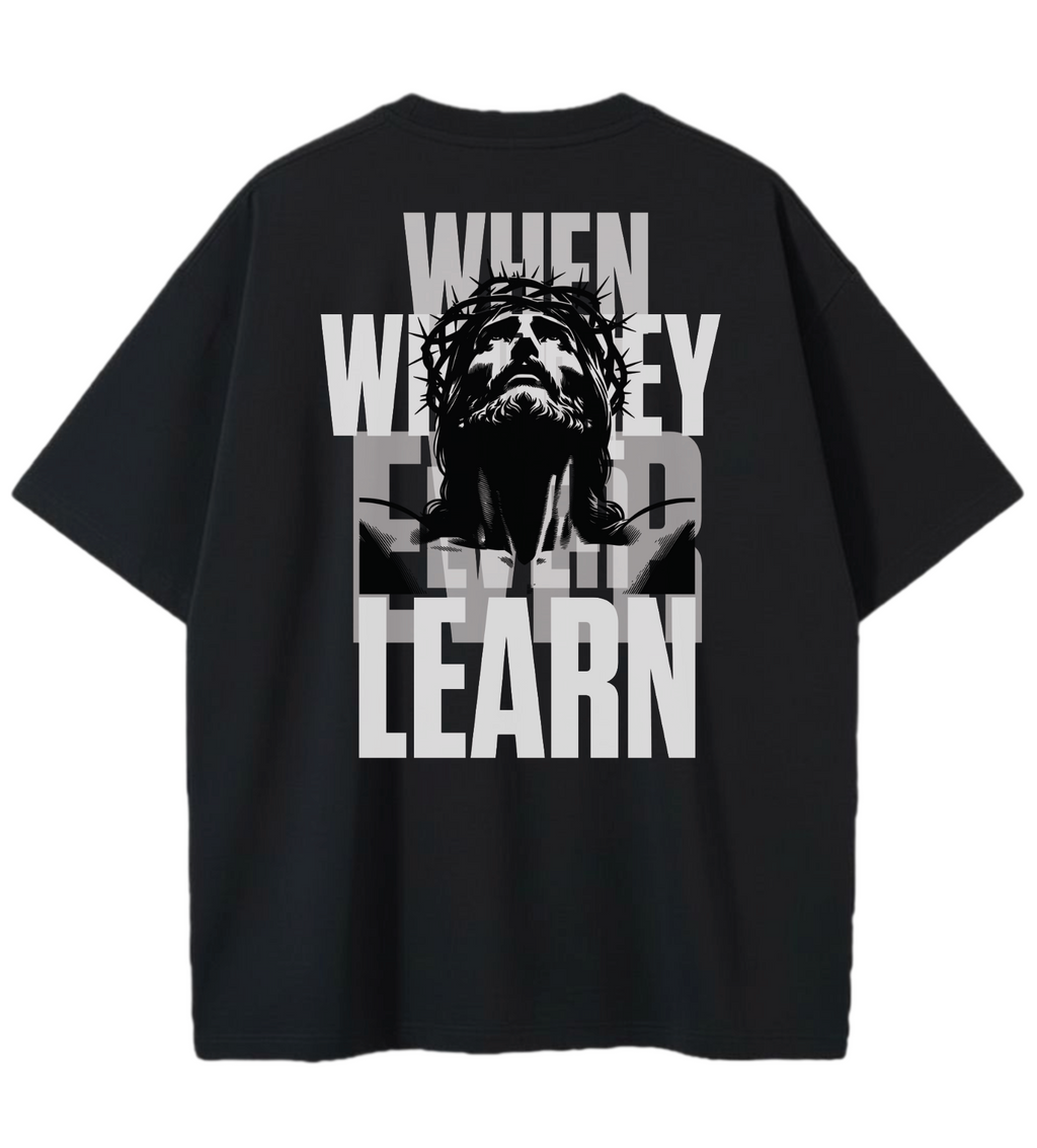 GOD IS REAL WHEN WILL THEY EVER LEARN GD Oversized Graphic Tee in Black