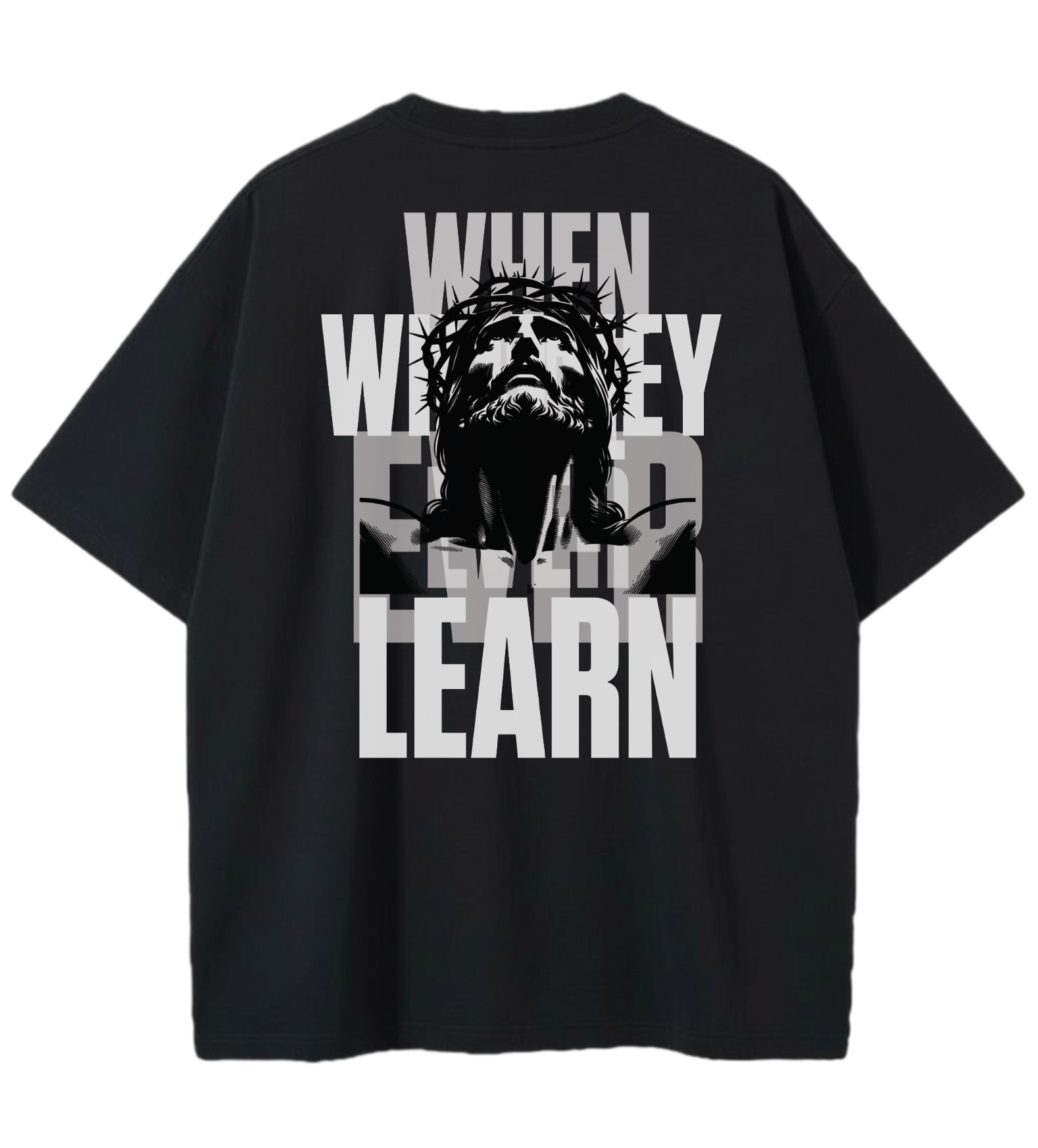 GOD IS REAL WHEN WILL THEY EVER LEARN GD Oversized Graphic Tee in Black