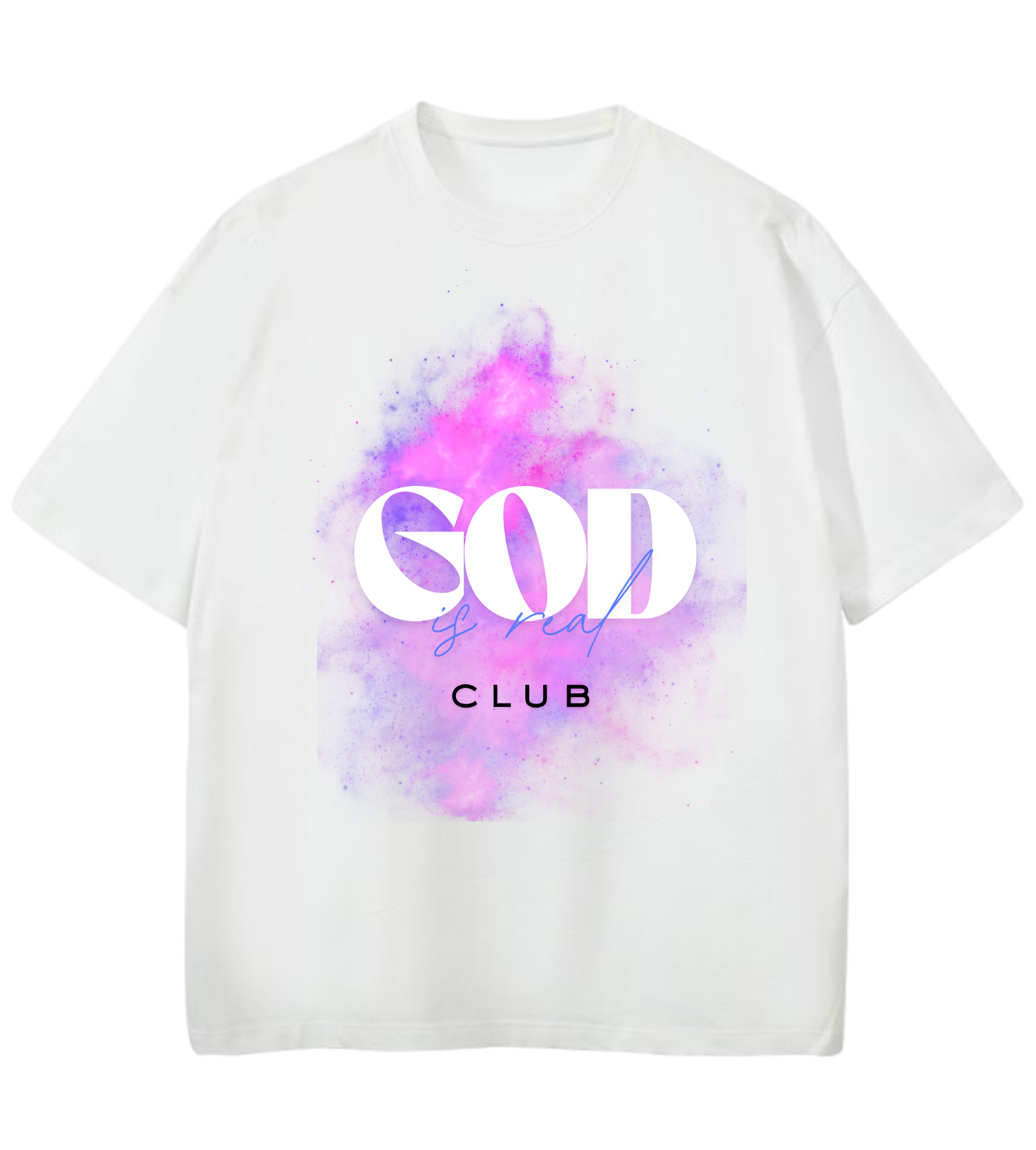 GOD IS REAL WELCOME TO THE CLUB GD Oversized Graphic Tee in Black